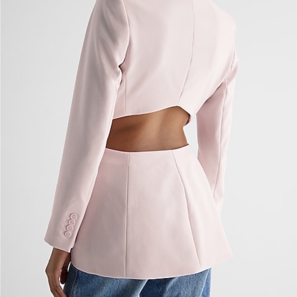 Express Blush Pink Tailored Single-Button Blazer … - image 2